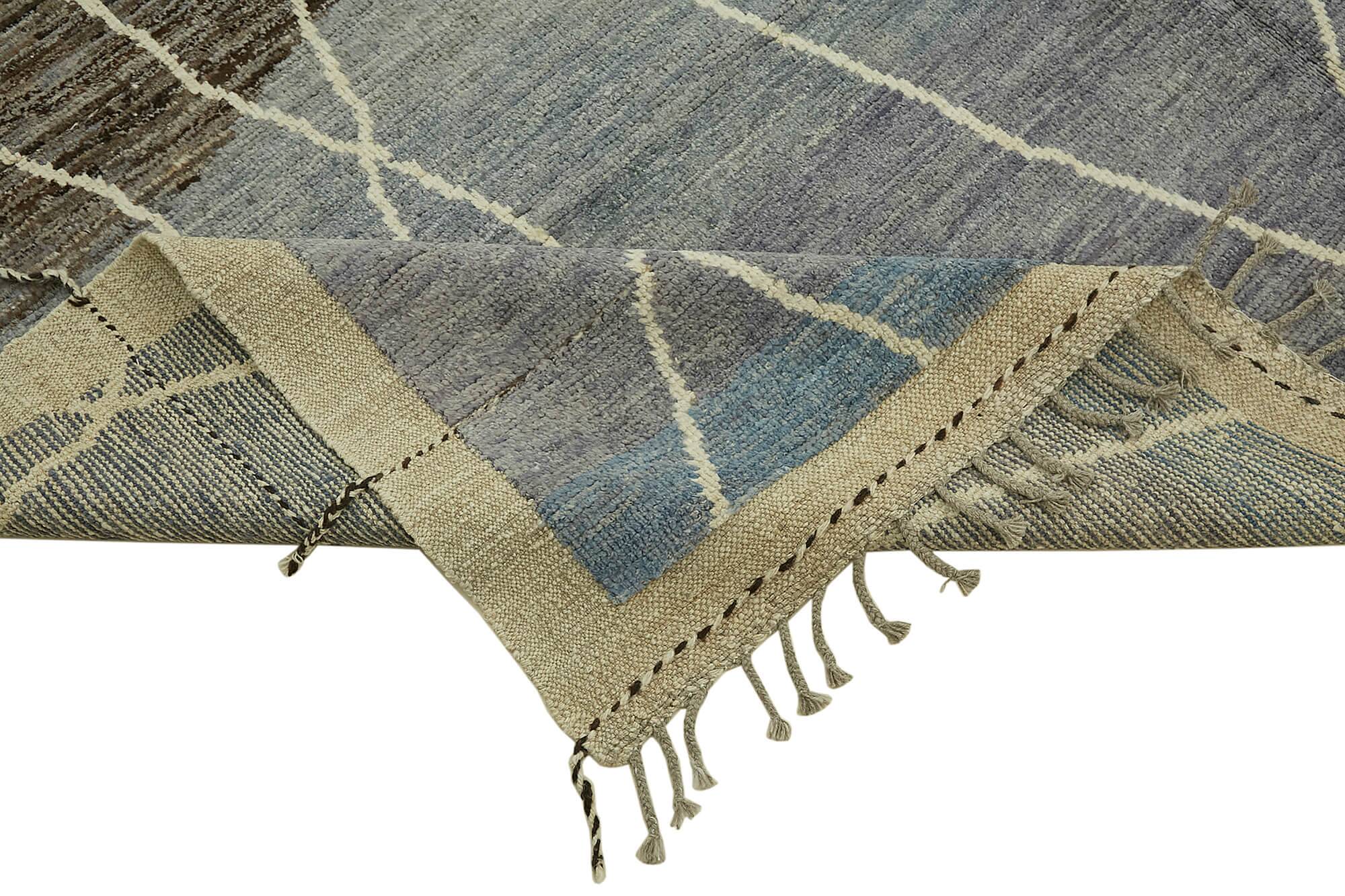 Hand-Knotted Turkish Contemporary 280 cm x 372 cm Blue Wool Carpet