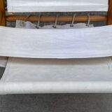Fauteuil safari vintage 1960 Danemark avec toile design minimaliste