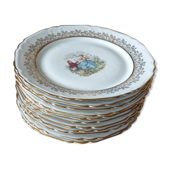 Lot de onze assiettes anciennes en porcelaine