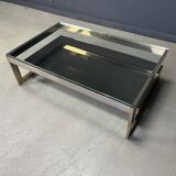 Vintage two-tiered coffee table in 23kt belgochrome, 1970s