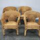 Ensemble de salon en rotin et osier italien des années 1950, quatre fauteuils et une table.