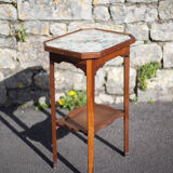 Antique wood pedestal table, 30
