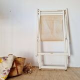 Old white wood deck chair Triconfort