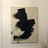 Tableau abstrait noir et beige