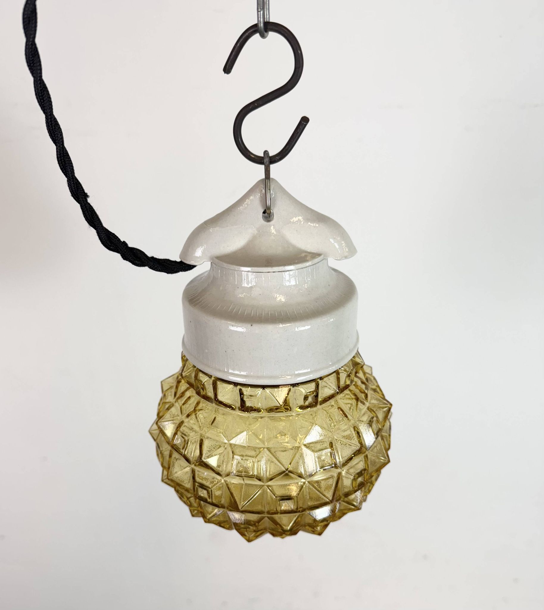 Vintage White Porcelain Pendant Light, 1970s