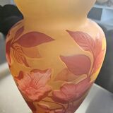Art Nouveau vase by Émile Gallé - Cameo glass with yellow and pink floral design.