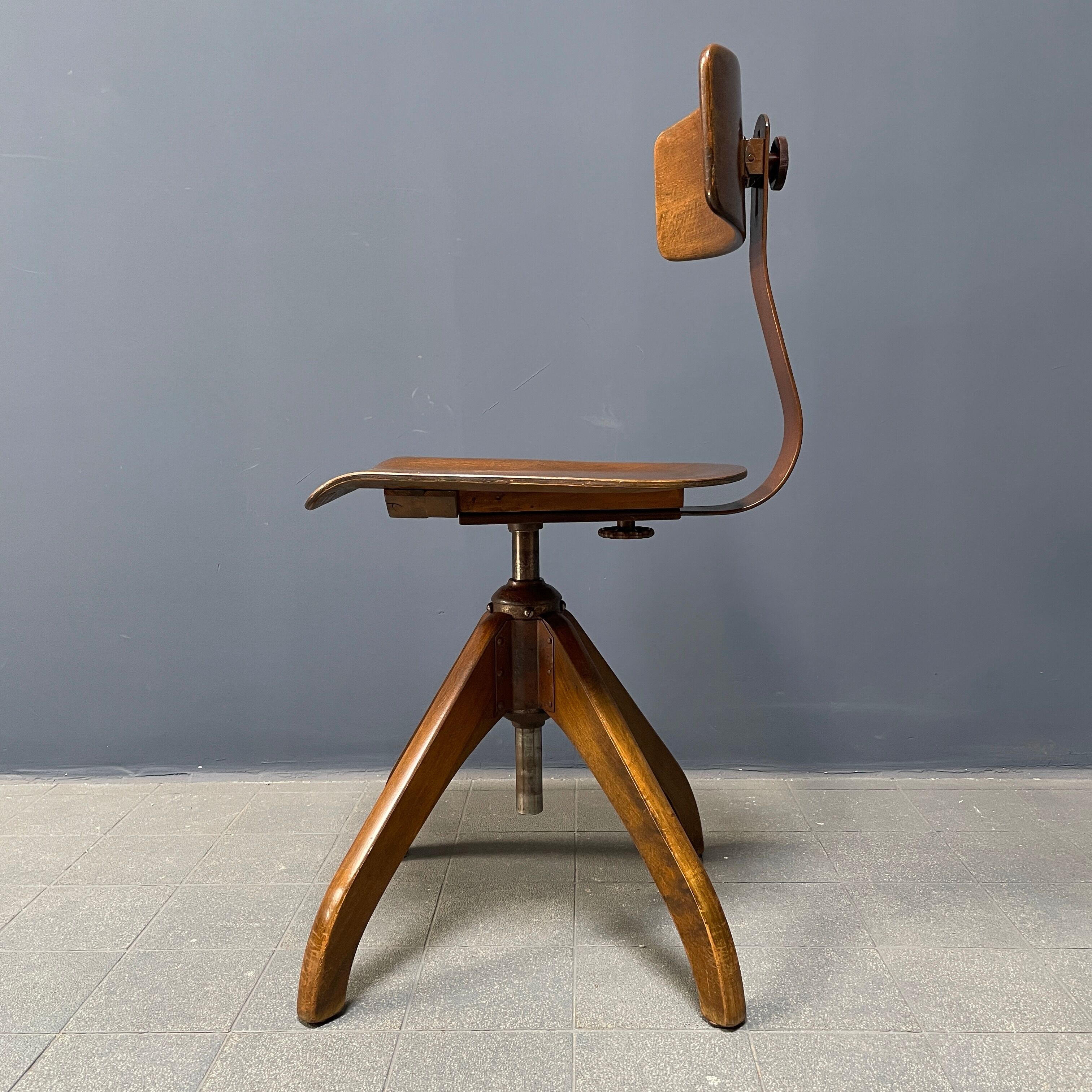 Brown Ama Elastik studio or atelier chair from the 1930s