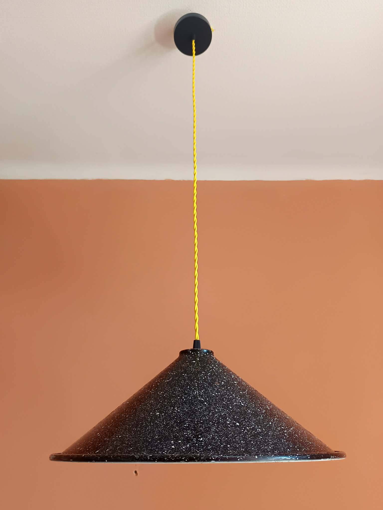 Large vintage industrial sheet metal pendant light 39 cm