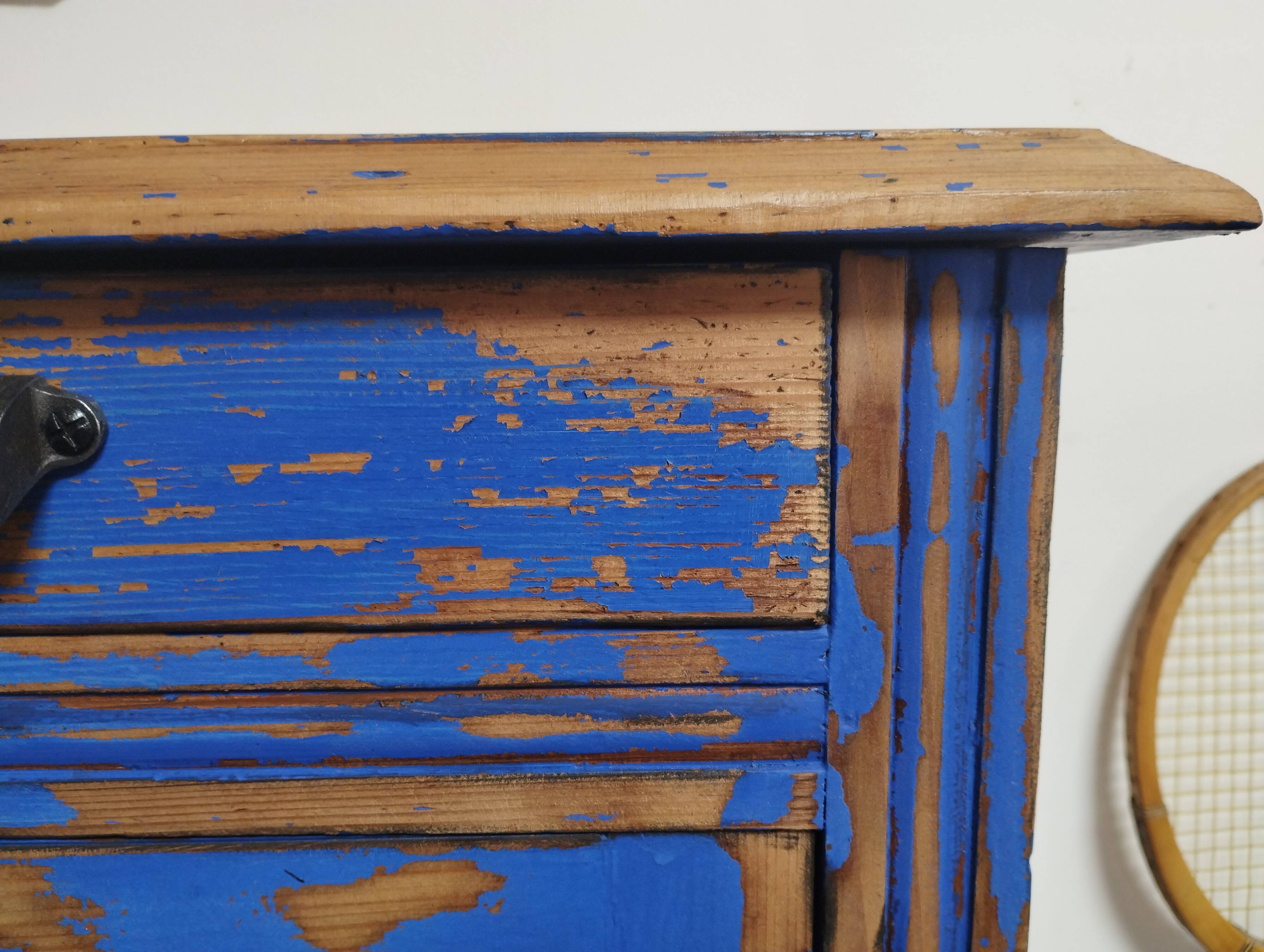 Vintage Jam Cupboard / Small Blue Workshop Cabinet