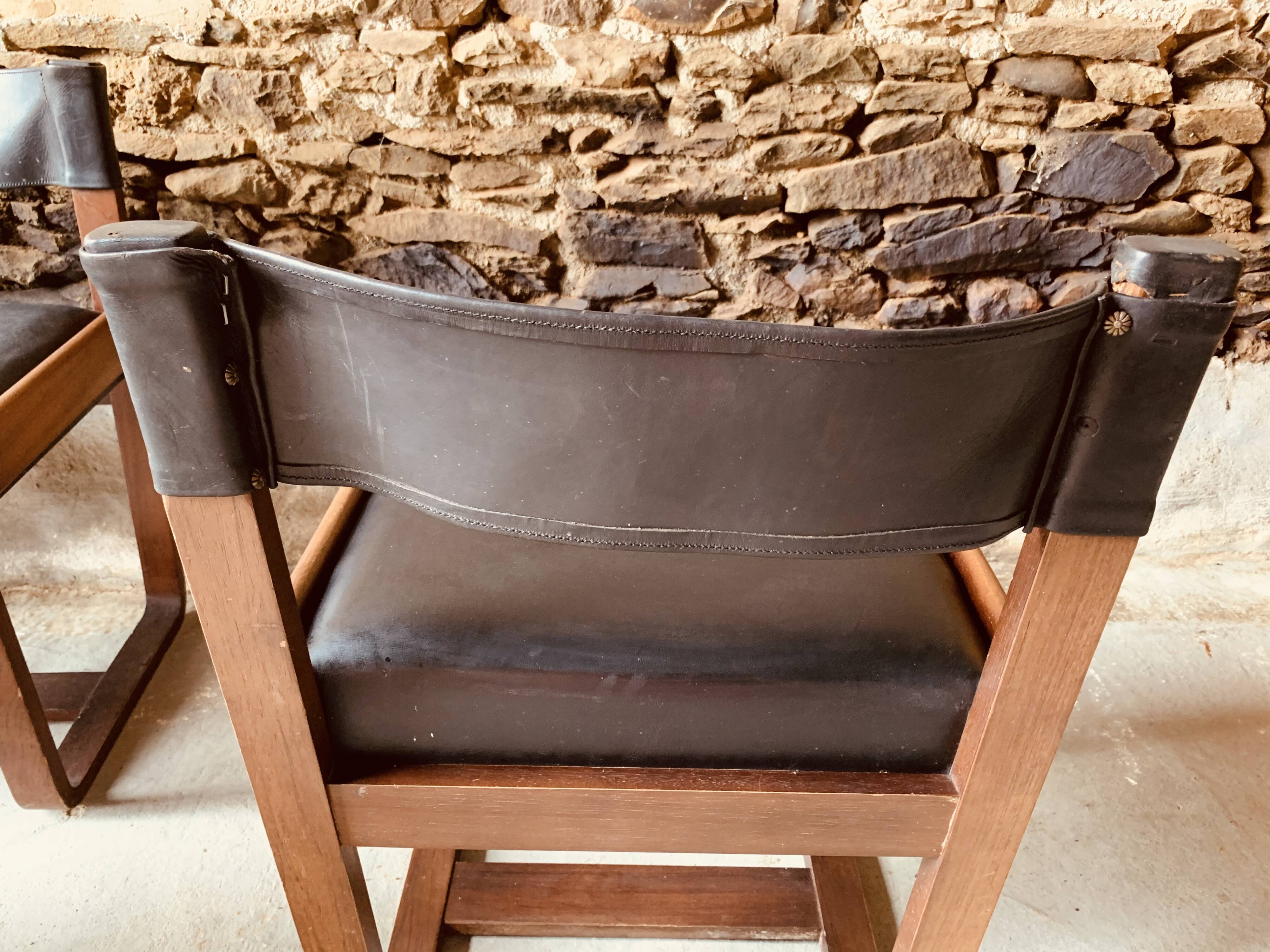 6 black chairs by Gunther Hoffstead for Uniflex - 1960's