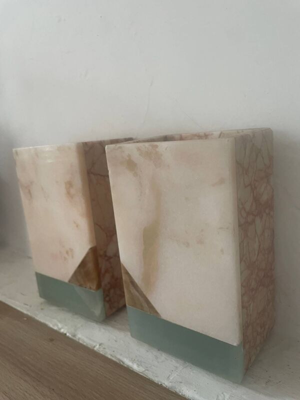 Paire de serre-livres marbre et onyx Art déco