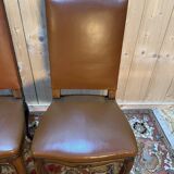 Set of 4 Louis XV style chairs in leather.