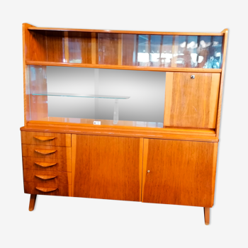 Vintage Scandinavian wooden sideboard, Czech showcase box, bar furniture 60s