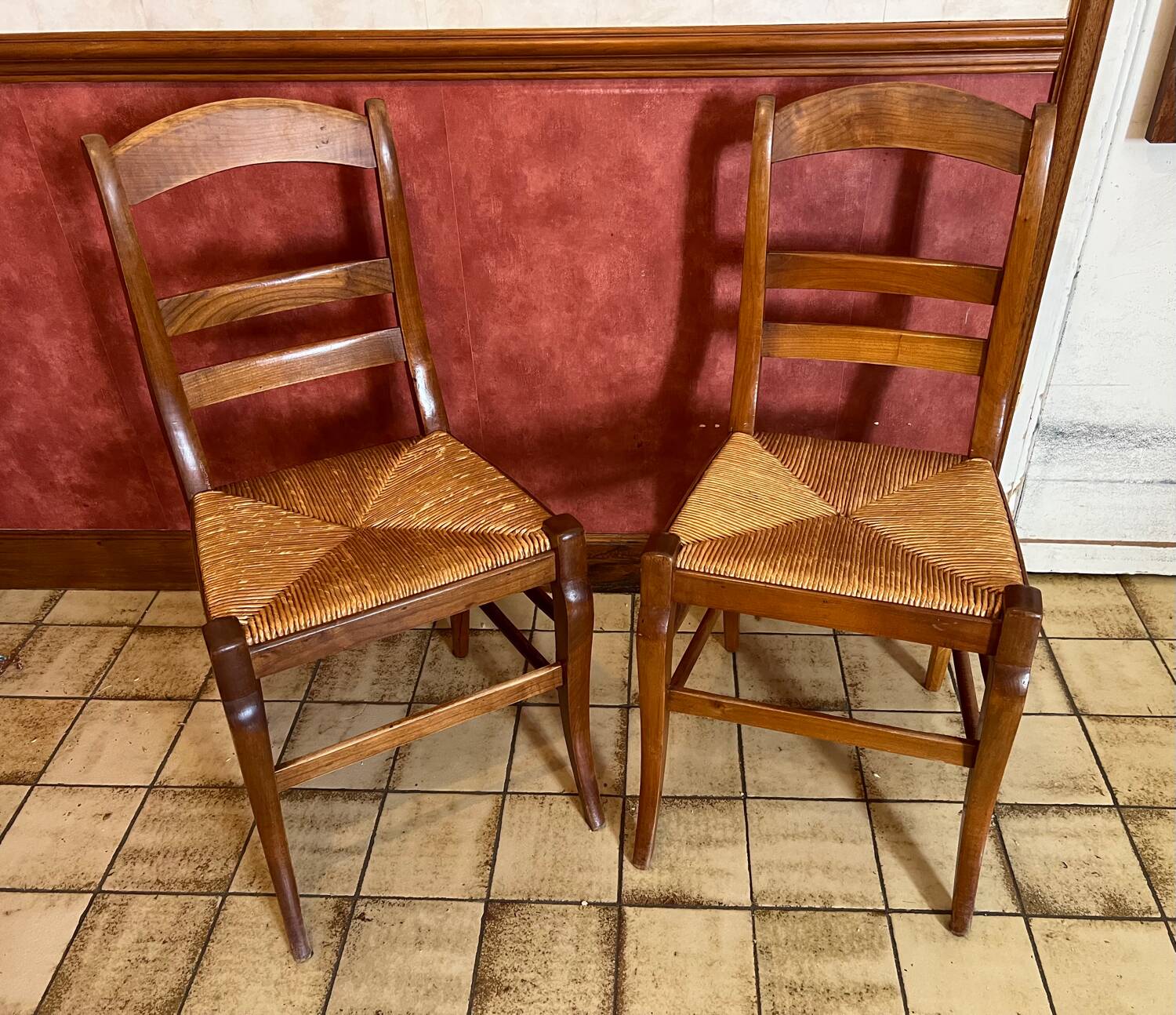 2 straw chairs