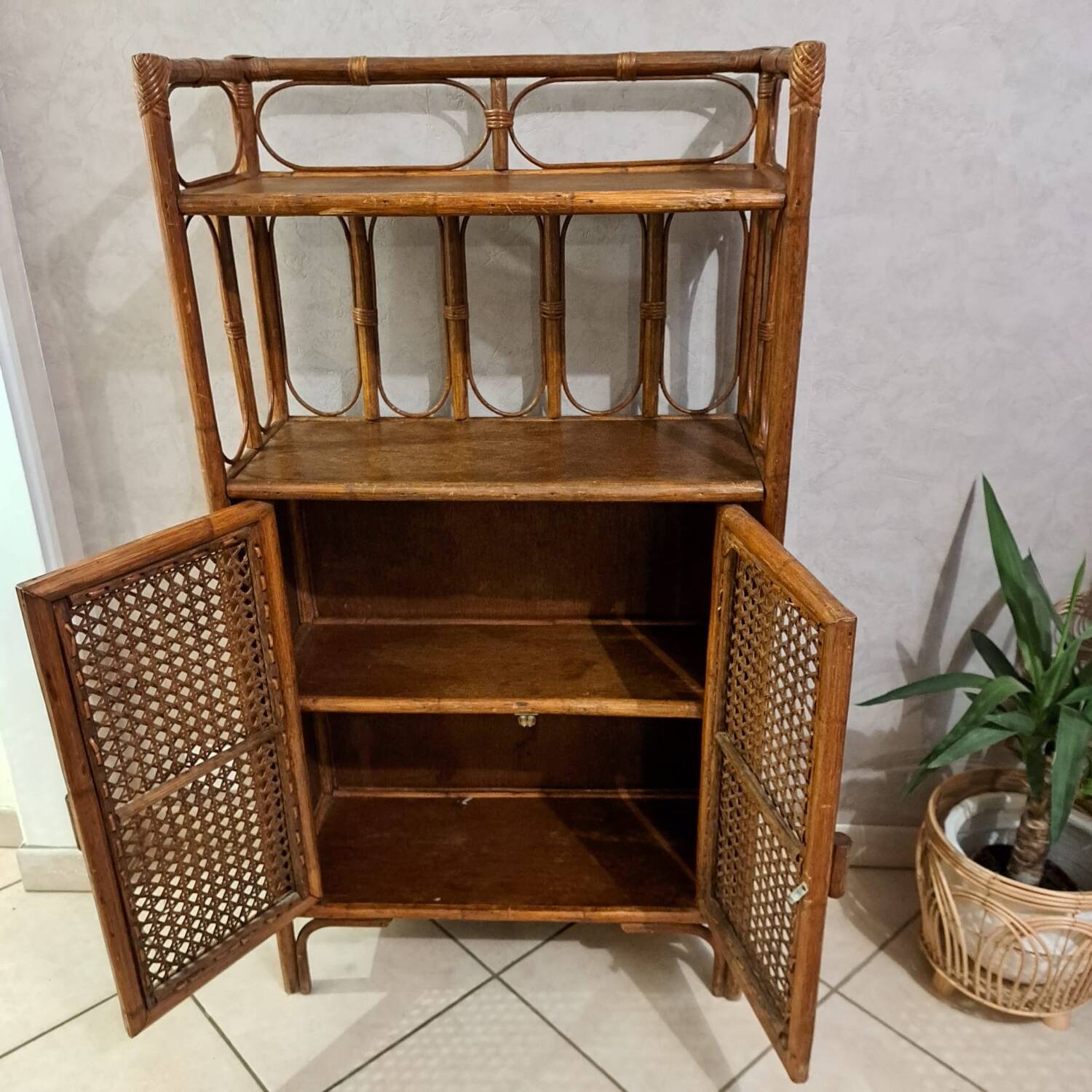 Rattan shelf