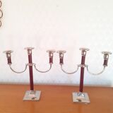 Pair of three-burner candlesticks