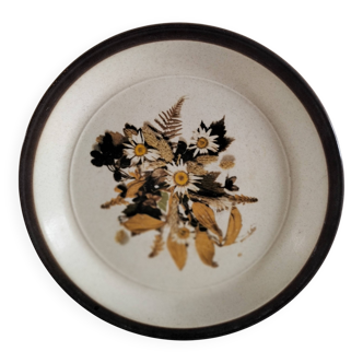 Doverstone Heather plate, ochre brown botanical design, England 70s