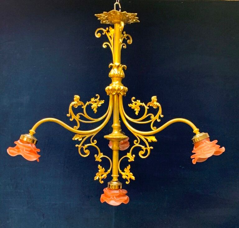 Golden antique bronze chandelier