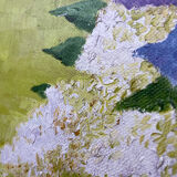 Painting bouquet of lilacs oil on canvas