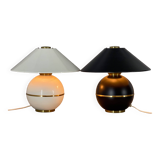 Pair of Mid-Century Brass & Metal Table Lamps by Napako, Czechoslovakia