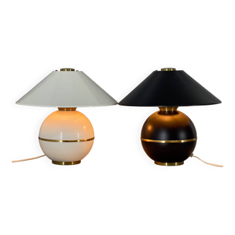 Pair of Mid-Century Brass & Metal Table Lamps by Napako, Czechoslovakia
