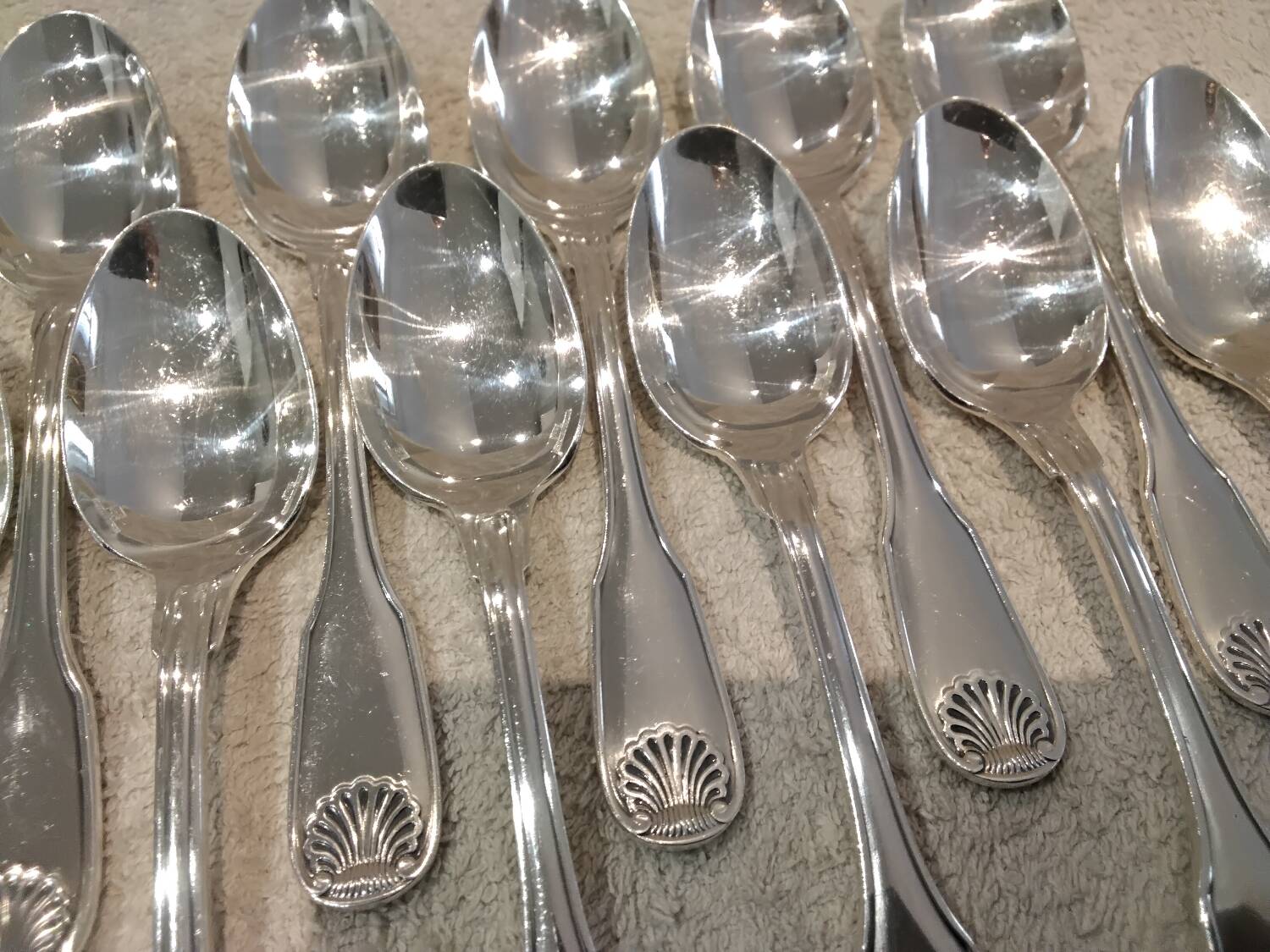 12 silver-plated coffee spoons, Christofle Vendome, 13.6 cm