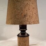 Cork and glass midcentury German desk or table lamp
