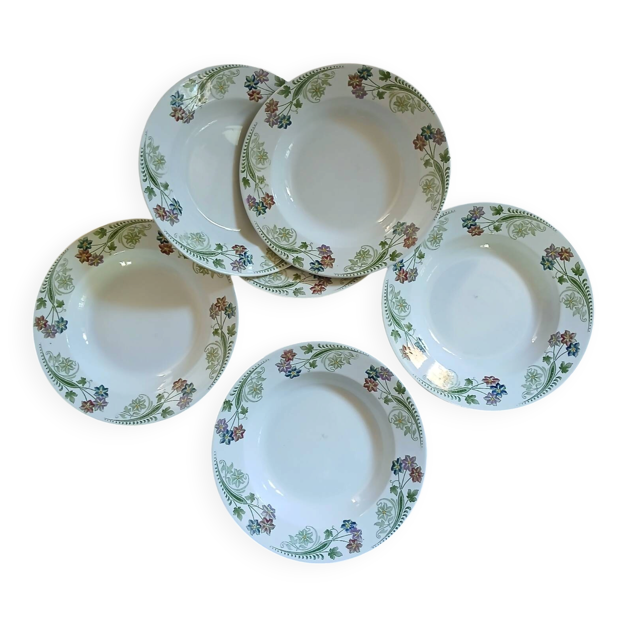 6 antique deep plates U&C Sarreguemines