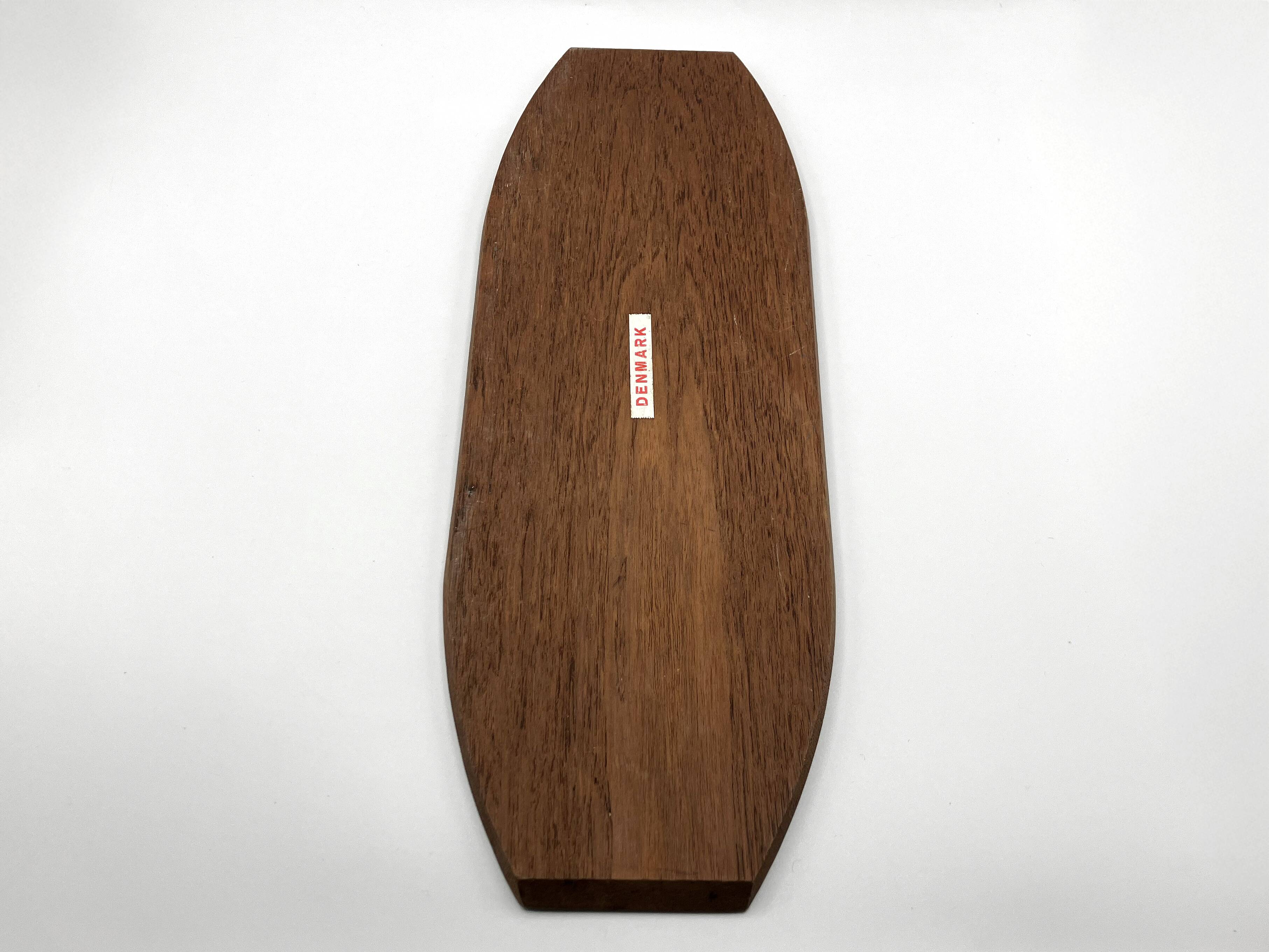 Teak tray and its 4 stackable glass dishes • Denmark • 1960