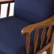 French lounge chair in oak and blue fabric, 1960s