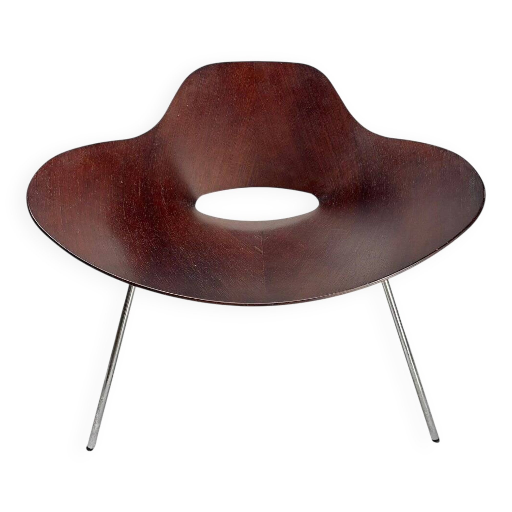 Large Largo Chair in Curved Walnut from Emmemobili, Italy, 1970s