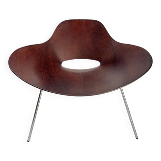 Large Largo Chair in Curved Walnut from Emmemobili, Italy, 1970s