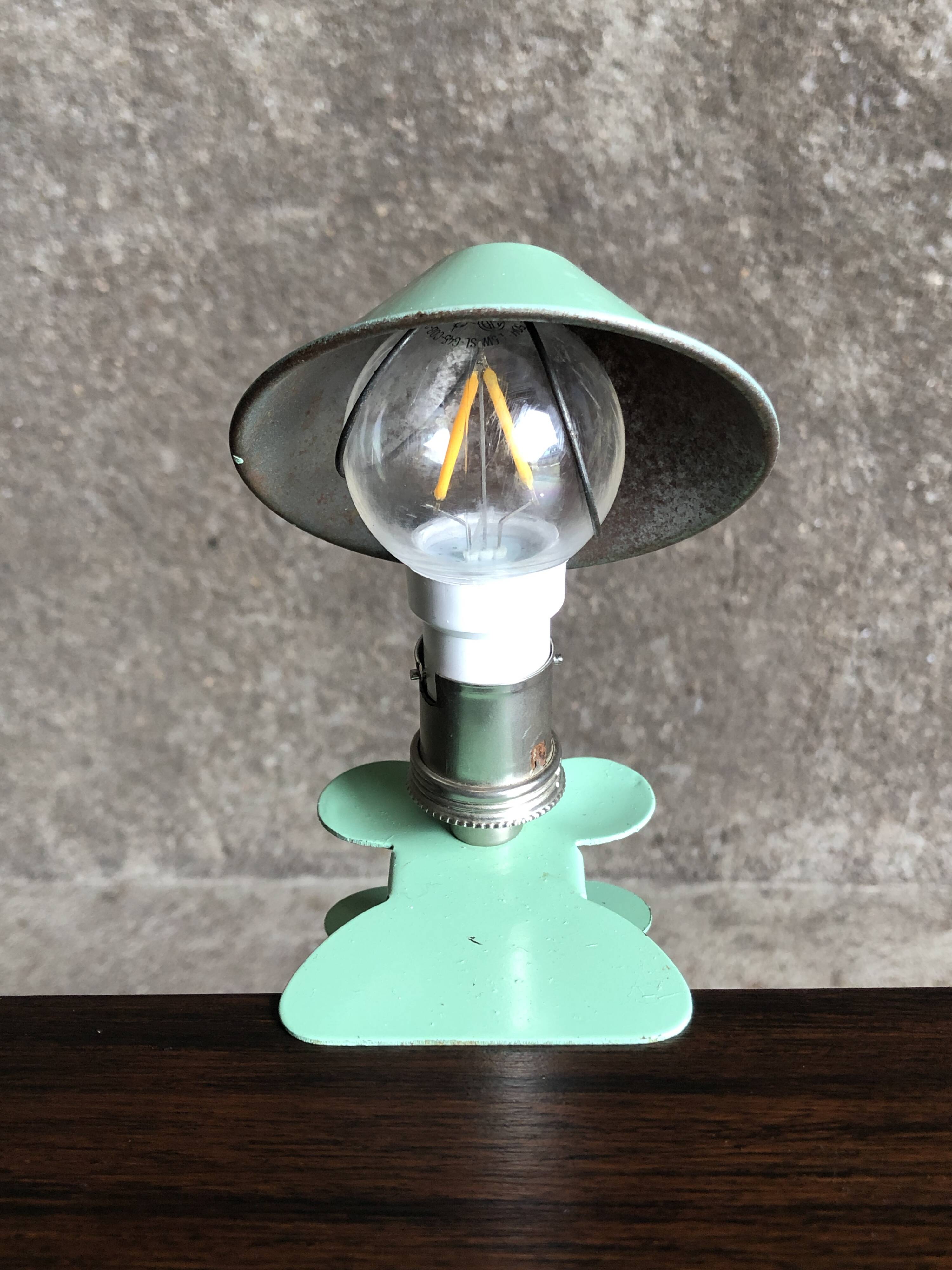 Vintage mint green mushroom clip/reader lamp, 1960s