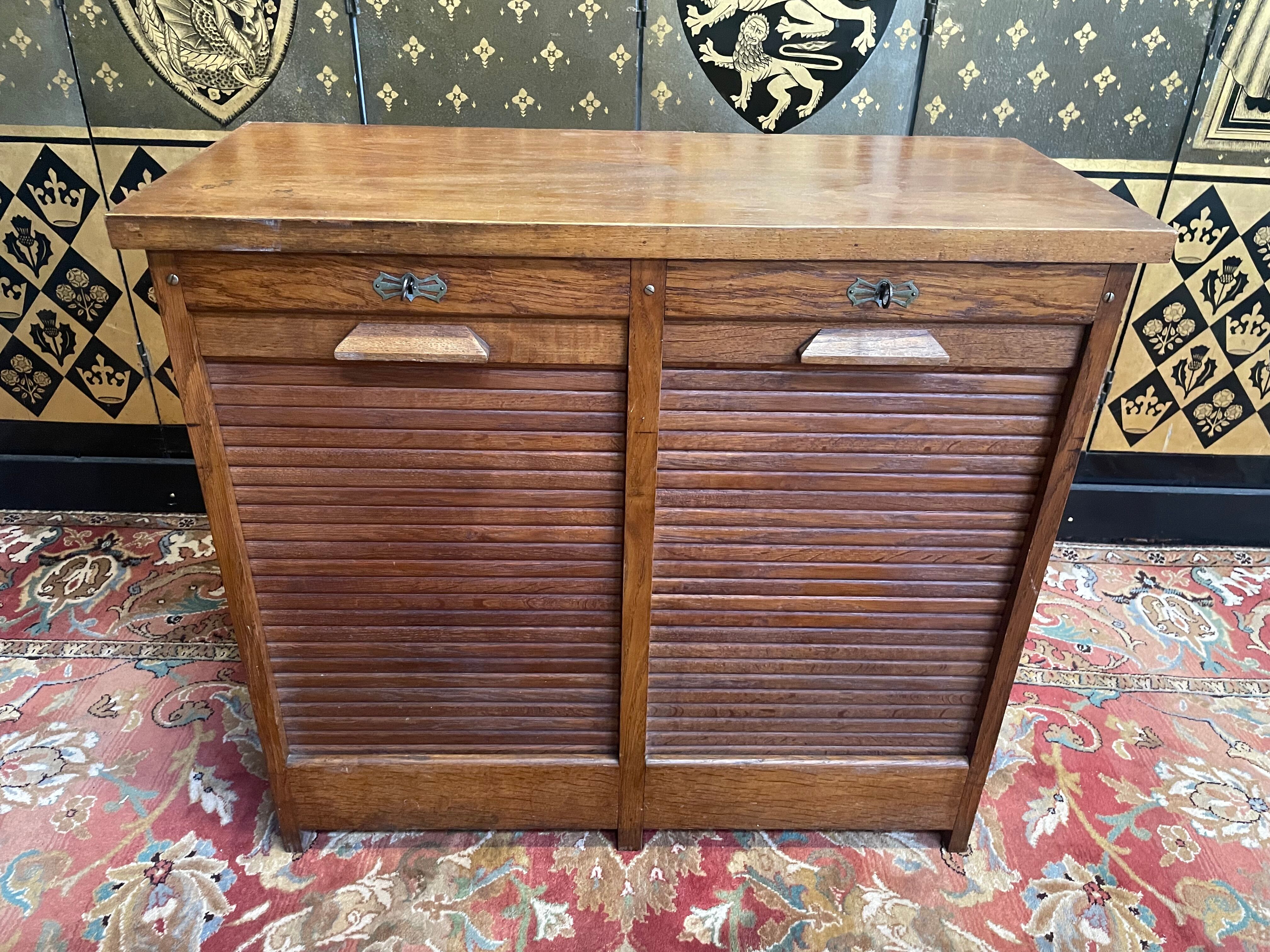 Oak notary curtain binder cabinet 1950
