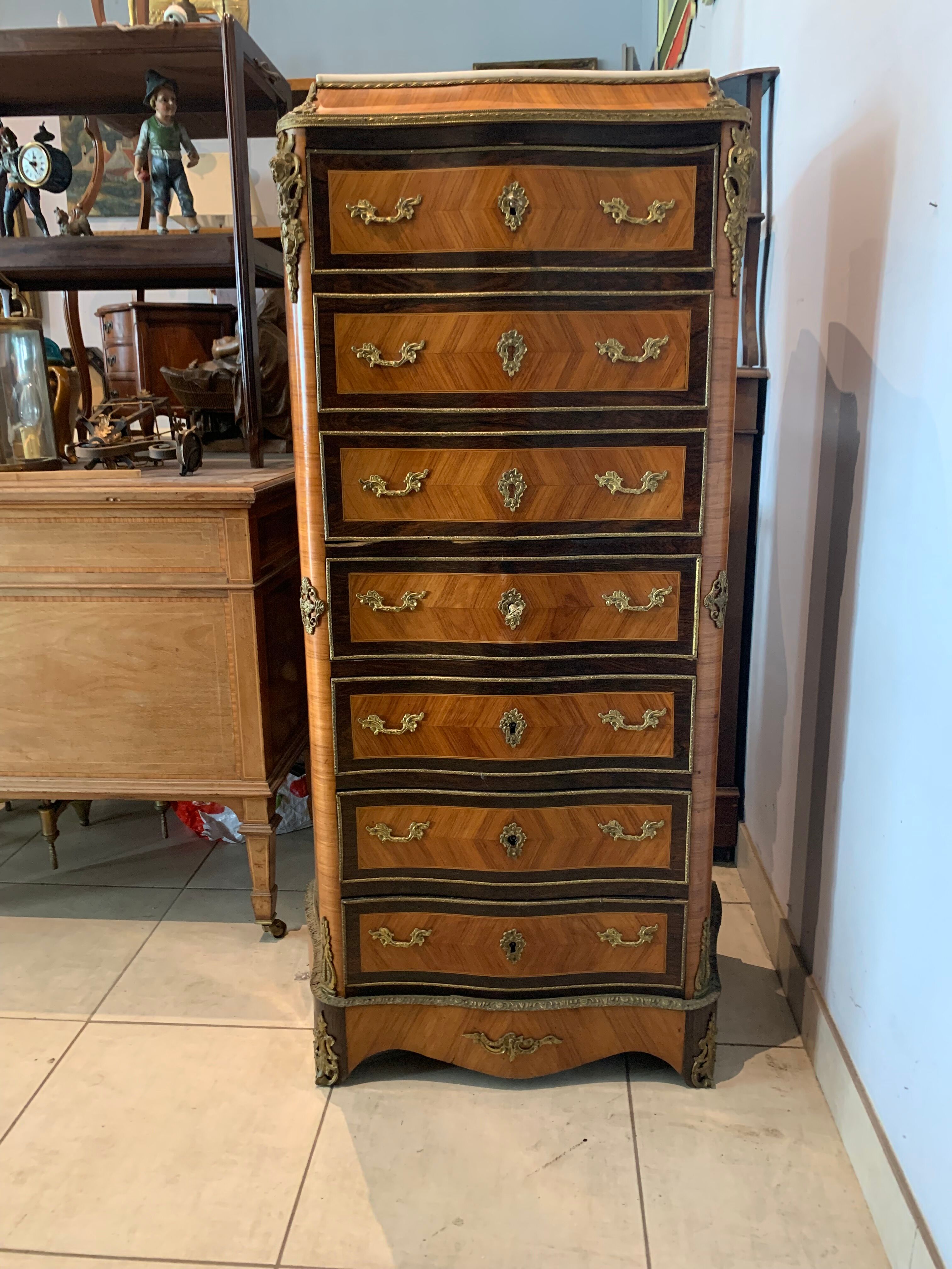 Secretary Napoleon III in rosewood and rosewood Marble top