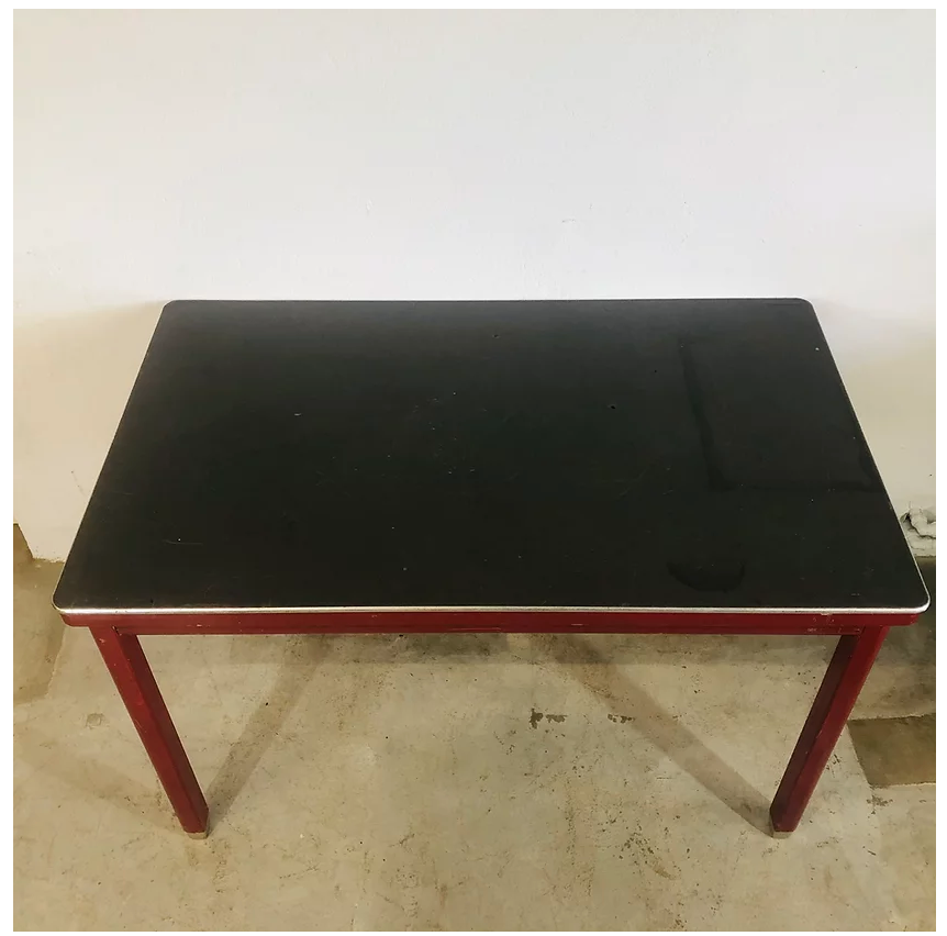 Red vintage steel desk or table
