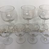 12 vintage foot glasses