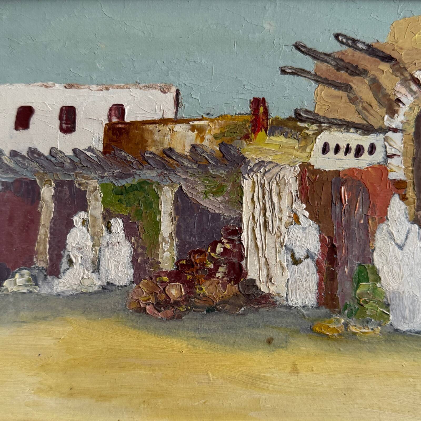 Oriental oil on cardboard with a knife by P. Gobewille