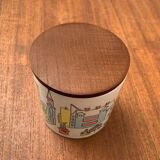 German ceramic box or mid-century biscuit jar with a teak lid by SMF Schramberg Keramik, 1960s