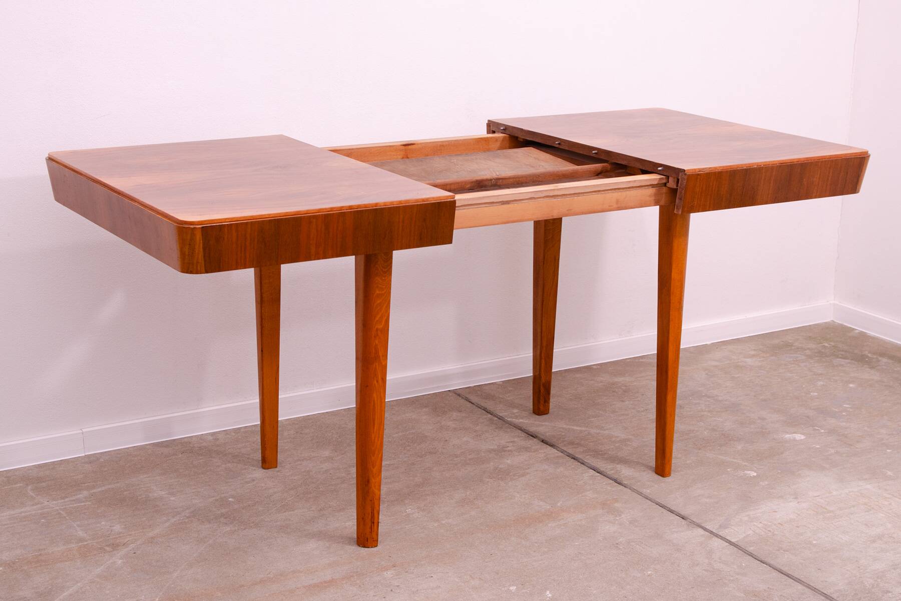 Mid century walnut folding dining table by Setona, 1950s, Czechoslovakia