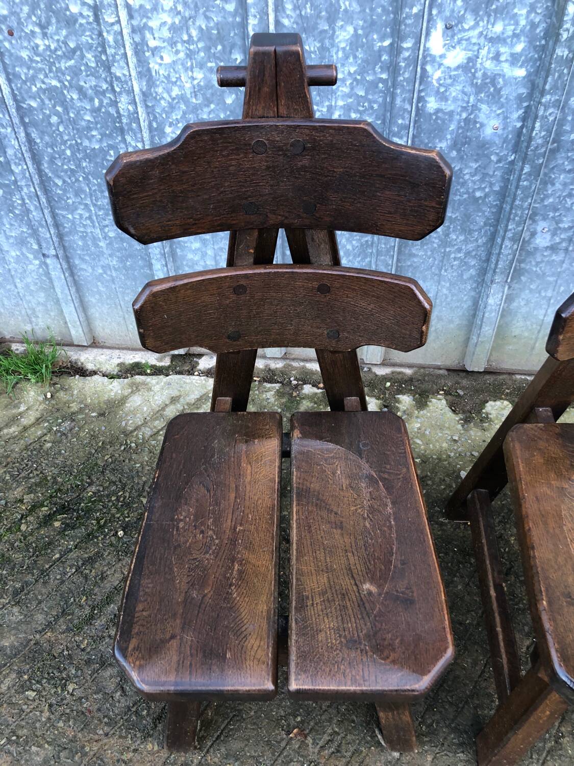 6 brutalist chairs in solid oak
