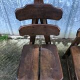 6 brutalist chairs in solid oak