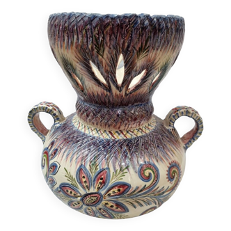 Vase with enameled ceramic handles, Brittany