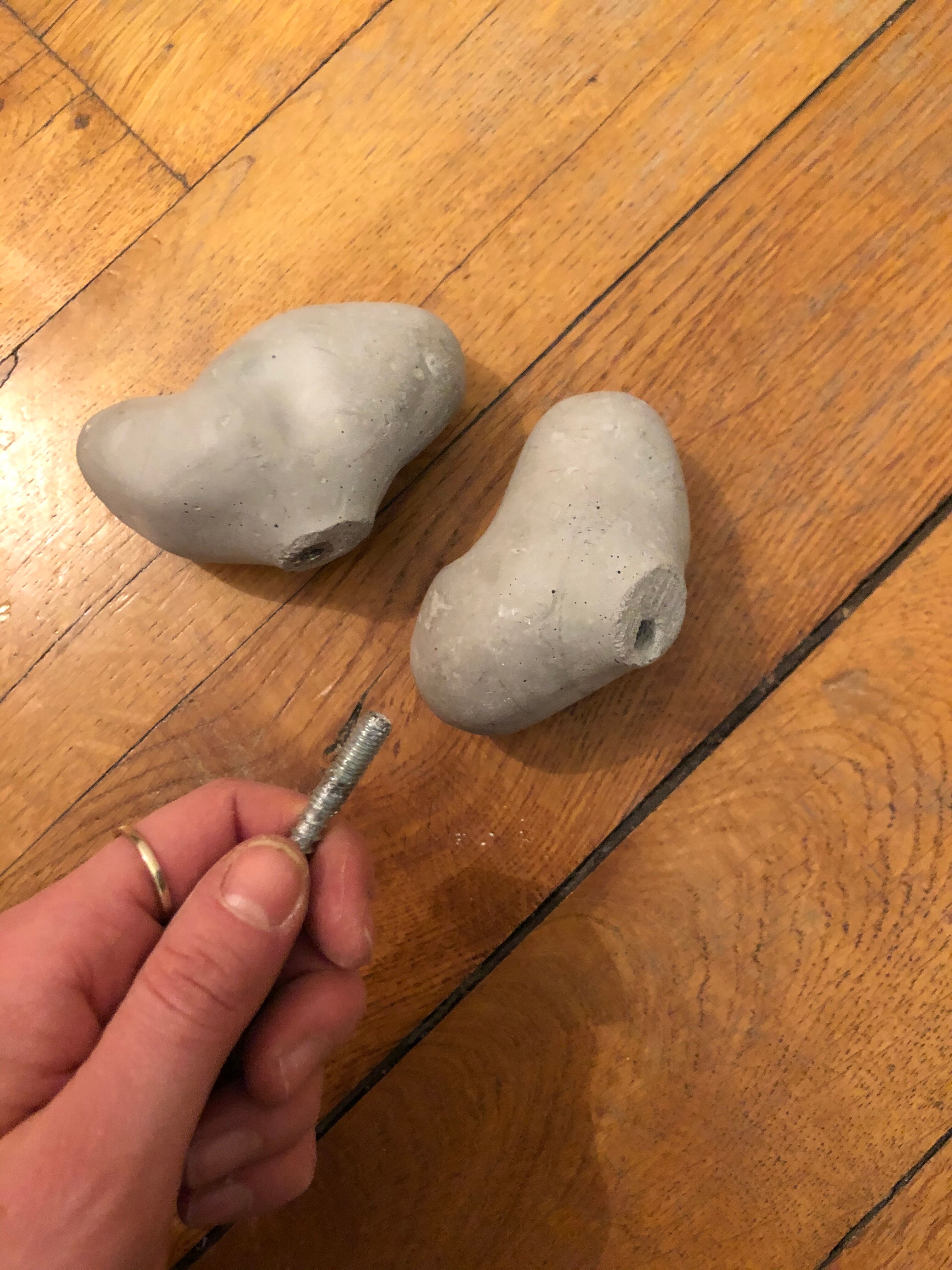 Pair of "potato" concrete patères Petite Friture design Sam Baron