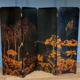 Lacquer screen 1900 4 leaves china tops