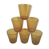 Lot 6 glasses vereco vintage wet glass colored orange