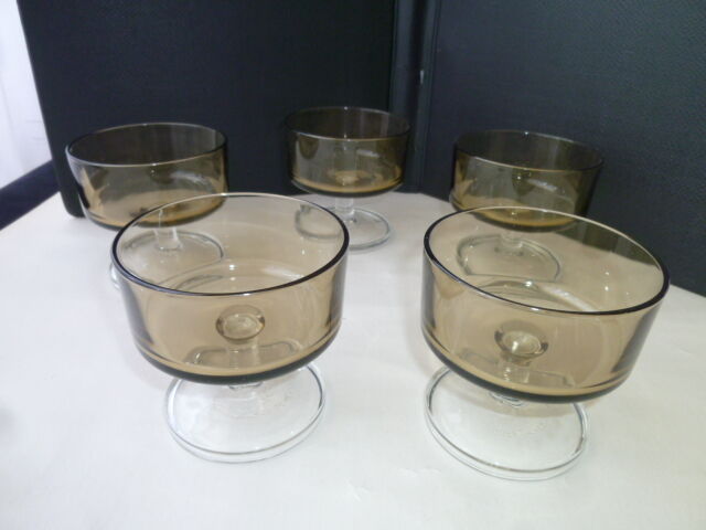 Set of 5 cuts in smoked glass color Luminarc Vintage