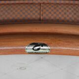 Set of 6 bamboo dining room chairs with geometric upholstery by Gasparucci