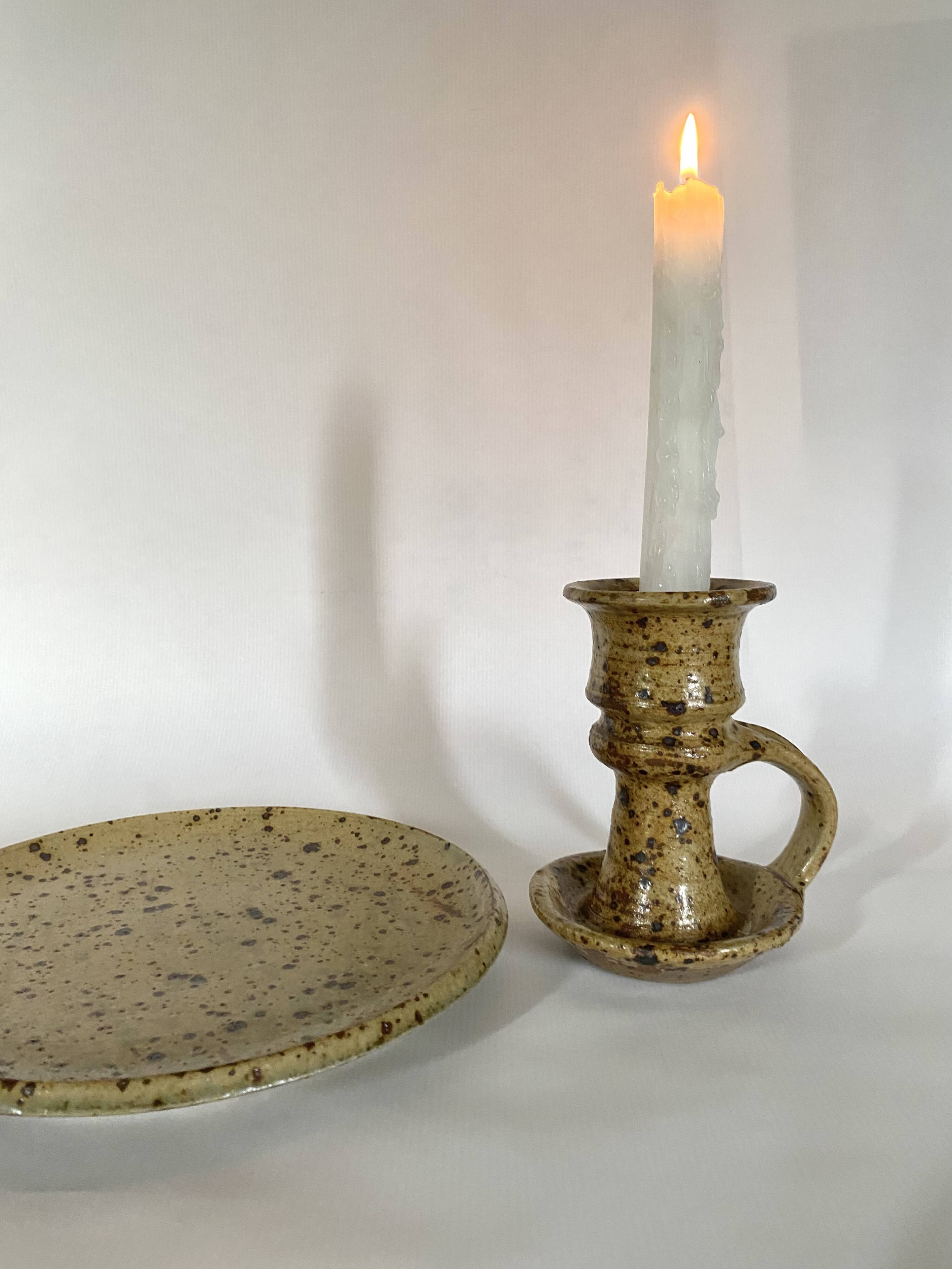 G.Tiffoche stoneware candlestick