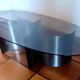 Table basse, acier brossé & verre circa 1970